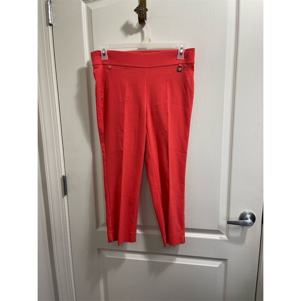 Rafaella Women's Capri Pants Size 10 Orange Elastic Waist Casual NWT sku366